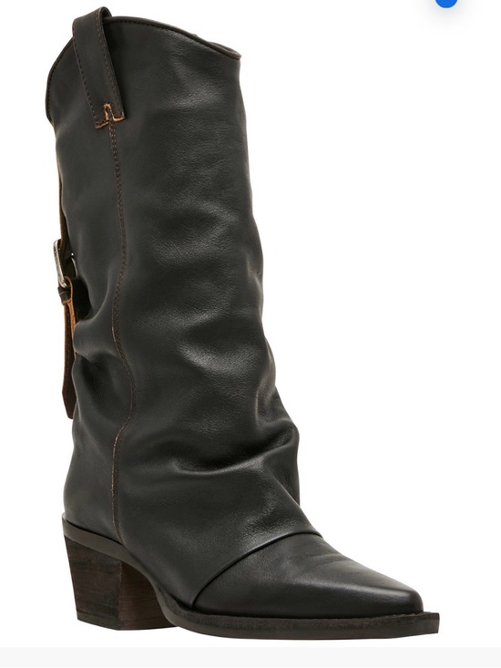 Steve Madden Shoes - Steve Madden Black Leather Slouchy Mid-Calf Heeled Boot
